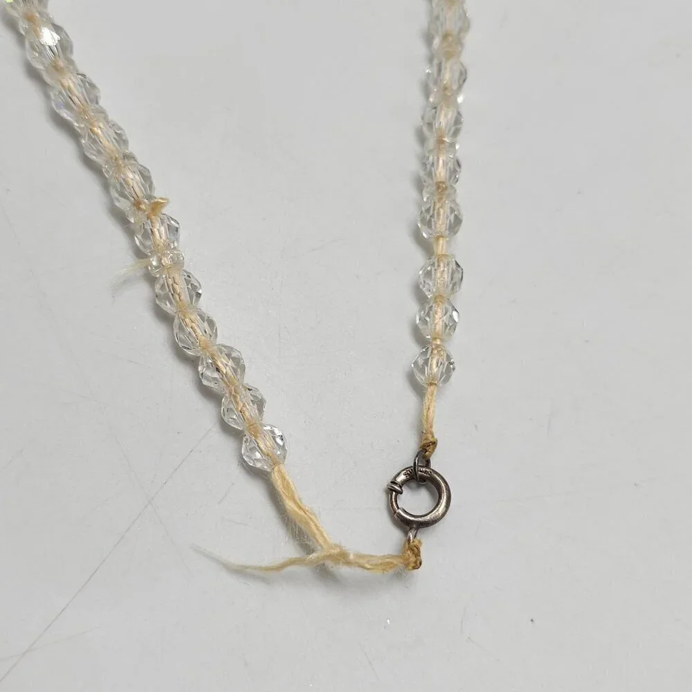 Vintage Faceted Clear Crystal Bead Necklace With Clasp 20 in READ ME